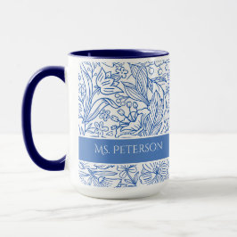 Elegant Blue Floral Custom Tasse