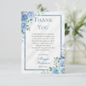 Elegant Blue Floral Dankeschön Card Dankeskarte (Stehend Vorderseite)