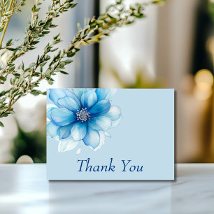 Elegant Blue Floral Dankeskarte