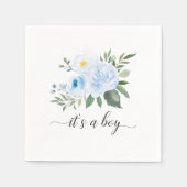 Elegant Blue Floral Es ist eine junge Babydusche N Serviette (Vorderseite)