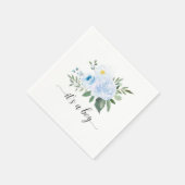 Elegant Blue Floral Es ist eine junge Babydusche N Serviette (Ecke)