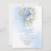 Elegant Blue Floral Eucalyptus Bridal Shower Invit Einladung (Vorderseite)