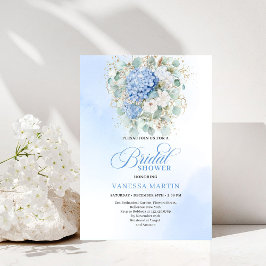 Elegant Blue Floral Eucalyptus Bridal Shower Invit Einladung