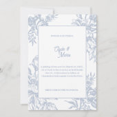 Elegant Blue Floral Formal Wedding Invitation |  Einladung (Vorderseite)