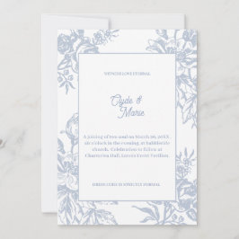 Elegant Blue Floral Formal Wedding Invitation | Einladung