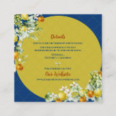Elegant Blue Floral Gold Citrus Wedding Details Begleitkarte (Vorderseite)