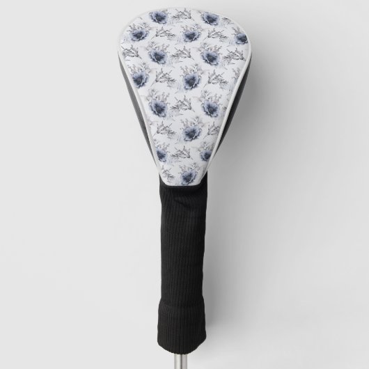 Elegant Blue Floral Golf Headcover (Vorderseite)