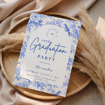 Elegant Blue Floral Graduation Party