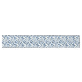Elegant Blue Floral Gravuren Großer Tischläufer (Horizontal)