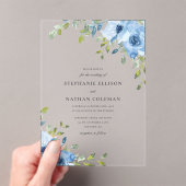 Elegant Blue Floral Greenerity Wedding Acryleinladungen (Insitu (Handheld))