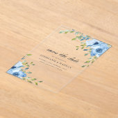 Elegant Blue Floral Greenery Save The Date Acryleinladungen (Ablage )