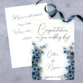Elegant Blue Floral Hochzeitsgratulation Karte