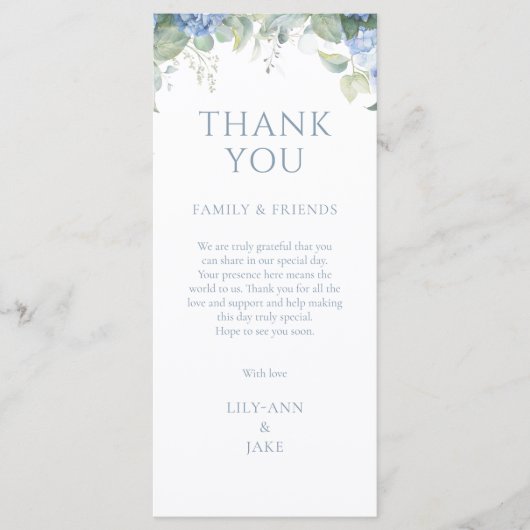 Elegant Blue Floral Hydrangea Wedding Thank You (Vorderseite)
