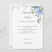 Elegant Blue Floral Hydrangea Wedding Vielen Dank (Vorderseite)