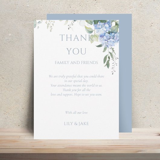 Elegant Blue Floral Hydrangea Wedding Vielen Dank