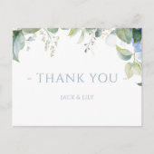 Elegant Blue Floral Hydrangea Wedding Vielen Dank Postkarte (Vorderseite)