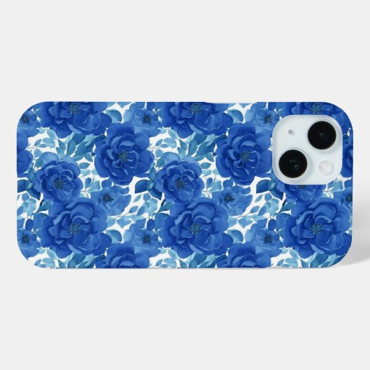 Elegant Blue Floral iPhone Case (Rückseite (Horizontal))