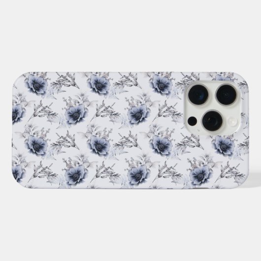 Elegant Blue Floral iPhone Hülle (Rückseite (Horizontal))