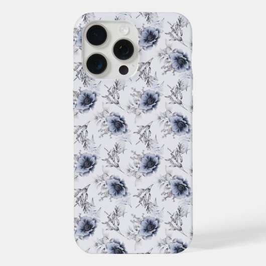 Elegant Blue Floral iPhone Hülle (Rückseite)