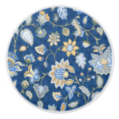 Elegant Blue Floral Keramikknauf (Vorderseite)