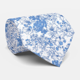 Elegant Blue Floral Krawatte