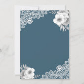 Elegant Blue Floral Lace Islamischer Mehndi Einladung (Rückseite)