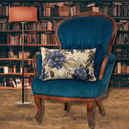 Elegant Blue Floral Lendenkissen