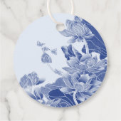 Elegant Blue Floral Lotus Geschenkanhänger (Rückseite)