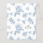Elegant Blue Floral Modern Script Wedding Menu (Rückseite)