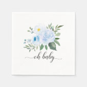 Elegant Blue Floral Oh Baby Shower Napkin Serviette (Vorderseite)