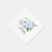 Elegant Blue Floral Oh Baby Shower Napkin Serviette (Ecke)