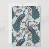 Elegant Blue Floral Peacock Wedding Einladung (Rückseite)