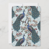Elegant Blue Floral Peacock Wedding Save The Date (Rückseite)