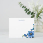 Elegant Blue Floral Personal Postcard Postkarte (Stehend Vorderseite)