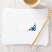 Elegant Blue Floral Personal Return Address Label Adressaufkleber (Insitu)