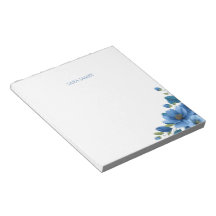 Elegant Blue Floral Personal Stationery Notepad