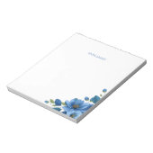 Elegant Blue Floral Personal Stationery Notepad Notizblock (Rotiert)