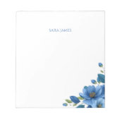 Elegant Blue Floral Personal Stationery Notepad Notizblock (Vorderseite)