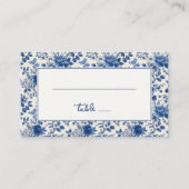 Elegant Blue Floral Platzkarte (Vorderseite)