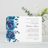 Elegant Blue Floral Quinceañera Invitation Einladung (Stehend Vorderseite)