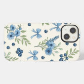 Elegant Blue Floral & Ribbon iPhone 13 Case – Aest iPhone Hülle (Rückseite (Horizontal))