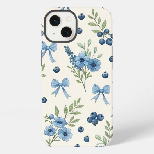 Elegant Blue Floral & Ribbon iPhone 13 Case – Aest iPhone Hülle (Rückseite)