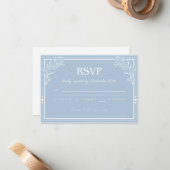 Elegant Blue Floral RSVP Card Mitteilungskarte (Vorderseite/Rückseite Beispiel)