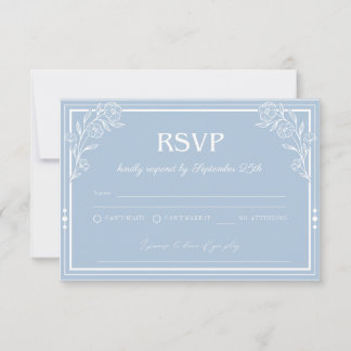 Elegant Blue Floral RSVP Card Mitteilungskarte