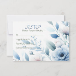Elegant Blue Floral  RSVP Karte