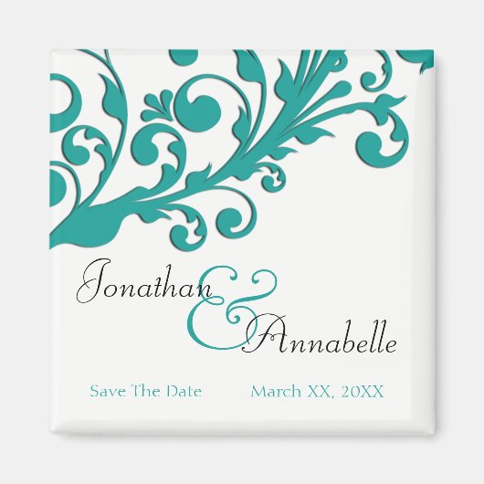 Elegant Blue Floral Save the Date Magnet (Vorne)
