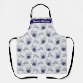 Elegant Blue Floral Schürze (Vorderseite)