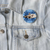 Elegant Blue Floral Siamese Katze Hübsch Feline Button (Beispiel)
