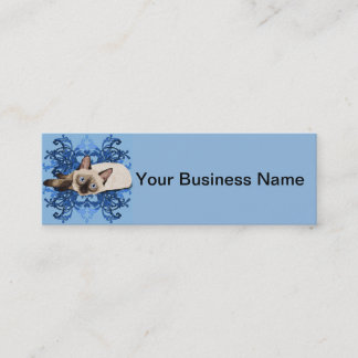 Elegant Blue Floral Siamese Katze Hübsch Feline Mini Visitenkarte