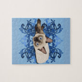 Elegant Blue Floral Siamese Katze Hübsch Feline Puzzle (Horizontal)